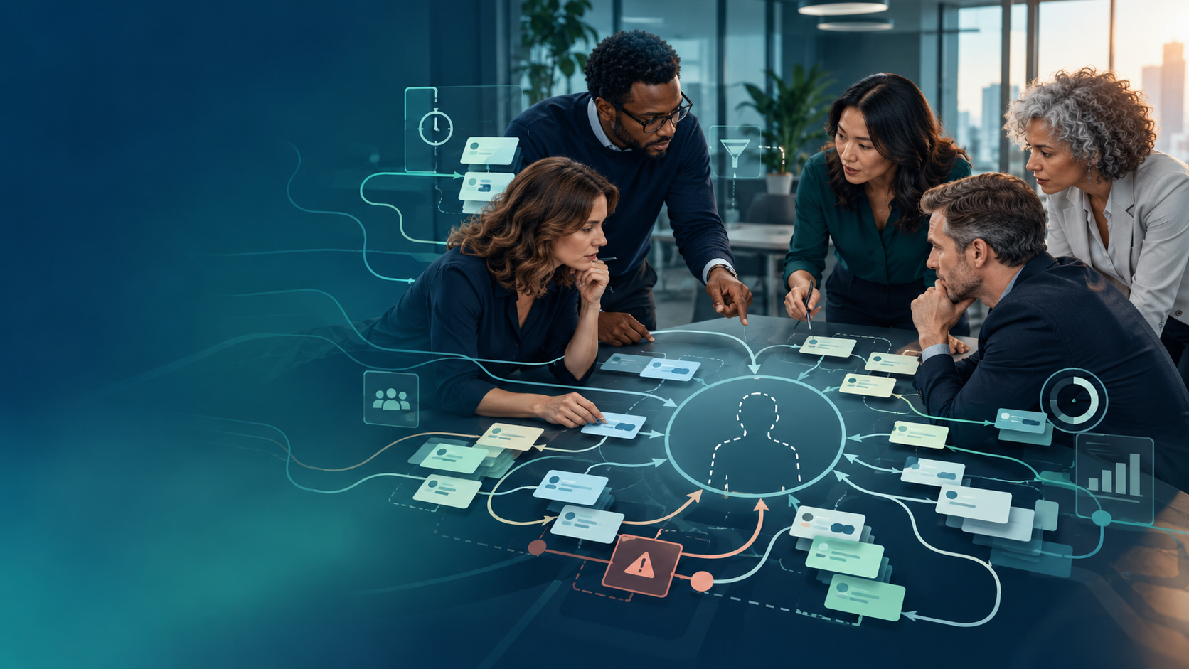 Business leaders examining workflow problems caused by an unclear role
